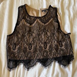 Express Black and Tan Lace Tank Top